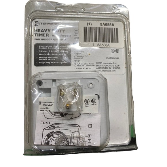 Intermatic Heavy Duty Multi-purpose Timer Model TN311C 3 On Off Settings NOS - Picture 2 of 5